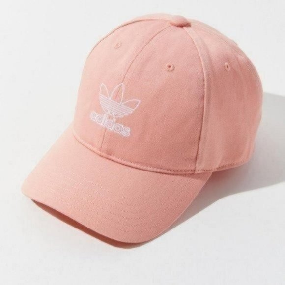 Adidas Originals Relaxed Outline Baseball Hat Coral Pink Women New - Picture 3 of 8